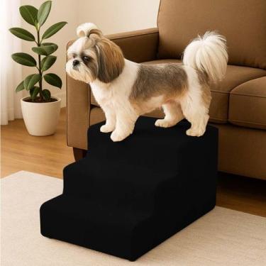 Imagem de Escada Pet Para Sofá MDF Suede 3 Degraus Confortáveis - Moveis Aguias,