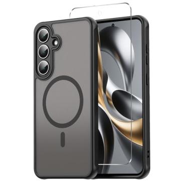 Imagem de Yznoek Capa protetora para Galaxy S25 FE 5G, TPU + PC, translúcida, fosca, antiderrapante, à prova de choque, capa fina compatível com Samsung Galaxy S25 FE 5G 2025 (preto)