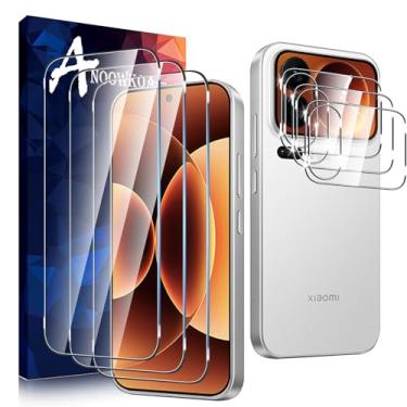 Imagem de Anoowkoa Pacote com 3 protetores de tela de vidro para Xiaomi 17 Pro + pacote com 3 protetores de vidro temperado para lentes de câmera. Dureza 9H. Sem bolhas. Suporta desbloqueio de impressões