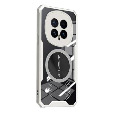 Imagem de POYUFRG Capa magnética para Honor Magic 8 Pro/Magic 8, capa de telefone fina com dissipação de calor transparente com capa de proteção de lente com tudo incluído, branca, 8 Pro