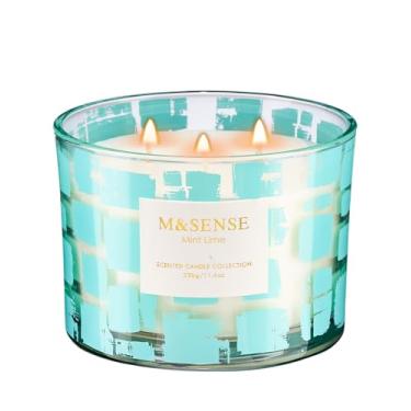 Imagem de M&SENSE Vela perfumada de leite lavanda com 3 pavios, cera de soja natural de 330 ml, não tóxica para casa, até 60 horas de tempo de queima, decorações de outono para casa, velas de alívio de estresse