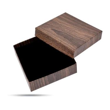 Imagem de TheDisplayGuys – Pacote com 24 caixas de presente de papel kraft de papelão com enchimento de veludo – colar/pingente – grão de madeira – nº 33 (8,9 cm x 9 cm x 2,5 cm)