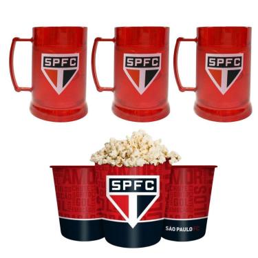 Imagem de Kit 1Un Balde Pipoca Grande 2,5L + 3Un Caneca Copo Gel 300Ml