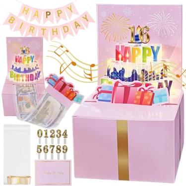 Imagem de Caixa de dinheiro de aniversário JINSTABAG com música e luz 3D Cake Pi