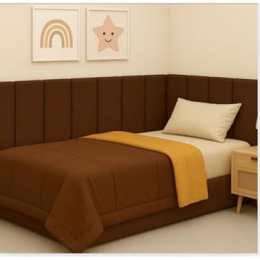 Imagem de Conjunto de cabeceira estofada em formato de L, adequado para camas de solteiro, casal, king e queen(MARRON,17 CABECEIRAS)