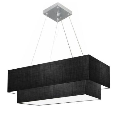 Imagem de Lustre Pendente Duplo Retangular Vivare Md-4322 Cúpula Em Tecido 99x40cm X 80x30cm - Bivolt Preto-preto 127/220v