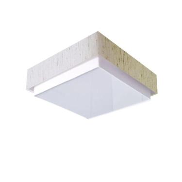 Imagem de Plafon Quadrado Vivare Md-3090 Cúpula Em Tecido 45x45cm - Bivolt Linho Bege 127/220v