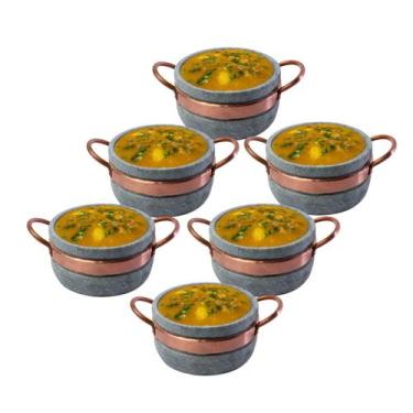 Imagem de Kit 06 Cumbucas Bolw Pedra Sabão 500 ml com Alça de cobre - So Jos