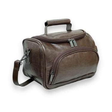 Imagem de Mala Frasqueira com Alça Unissex Em Couro Paris Viccina, Marrom