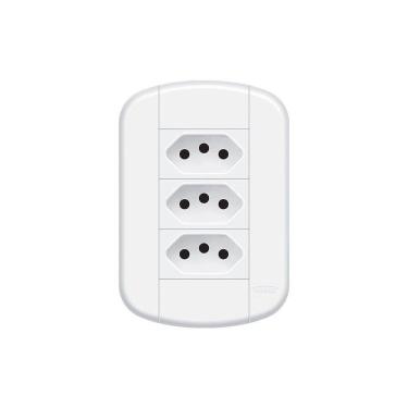 Imagem de Tomada Tripla Fame Blanc+ 2p+t 20a Com Placa 4x2 Branca