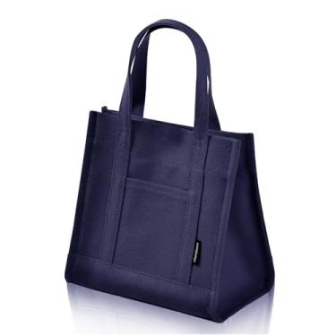 Imagem de Chamboise Mini sacola – Bolsa de lona elegante e compacta com fecho de pressão, ideal para uso diário e passeios casuais, Azul-marinho (lona resistente – autônoma)