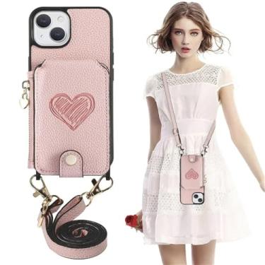 Imagem de Capa de celular magnética de couro com zíper e porta-cartões para iPhone 16 Pro Max 15 14 Plus 13 12 11 com cordão e suporte roxo, rosa, para iPhone 15 Plus