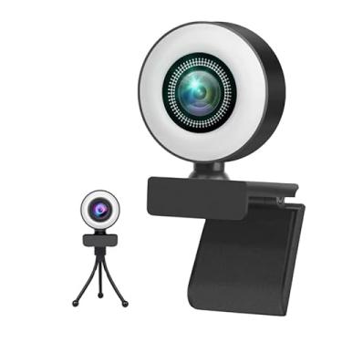Imagem de WEBDARAZ Webcam com luz Full HD 4K 1080p Câmera Web com foco automático, microfone Plug and Play, USB, computador, webcam, para PC, laptop, desktop, Mac, Zoom, Skype Teams