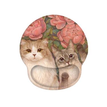 Imagem de Mouse pad com apoio de pulso Cute Cat Illustration Milk Silk