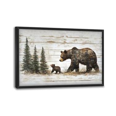 Imagem de Arte de parede de urso, decoração de parede com imagens de urso marrom, pintura de impressão em tela de animais e florestas, arte emoldurada grande para banheiro, sala de estar, escritório, quarto, 91