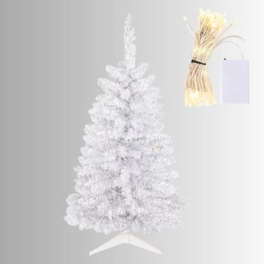 Imagem de Árvore de Natal artificial de 9,5 m para mesa – Mini árvore de Natal com 164 pontas de ramo, base de metal dobrável, montagem fácil – Ideal para decoração de casa, escritório, apartamento ou férias