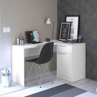 Imagem de Mesa Moscou 1 Gaveta 1 Porta montagem em L ou Reta Politorno, Branco