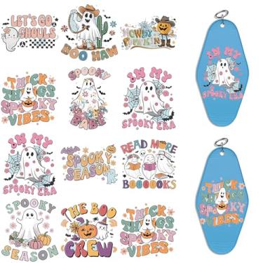 Imagem de Adesivos UV DTF de Halloween - 24 folhas Groovy Halloween adesivos de transferência fria para chaveiros de motel, envoltórios Uvdtf DIY para chaveiro de hotel em branco, esfregar à prova d'água em
