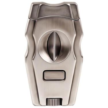 Imagem de Conjunto de cortador de charutos em V, liga de alumínio e aço inoxidável, design ergonômico, calibre de anel adequado para charutos 54-70, caixa de presente