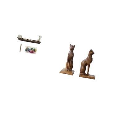 Imagem de Fenteer Enfeite de Mesa para Queimador de Incenso de, Decoração de Halloween, Escultura, Suporte para Cone de Incenso, Estátuas de Gato Egípcio, Estatue