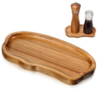 Imagem de Bandeja de madeira para moedor de sal e pimenta, bandeja de madeira para balcão de cozinha, bandejas de madeira para decoração, protetor de mesa de jantar, tábuas de charcutaria, bandejas de servir de