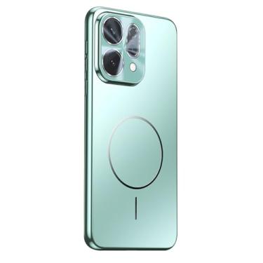 Imagem de HAOMRIYL Capa magnética para Oppo Find X9/X9pro, proteção de lente com tudo incluído, fina, à prova de choque, borda galvanizada, capa elegante, verde, X9