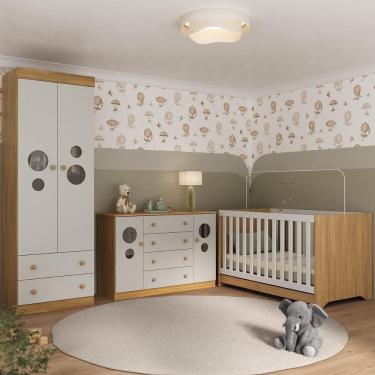 Imagem de Quarto de Bebê Completo com Berço Americano 3 em 1 Pirulito Multimóveis MP4625