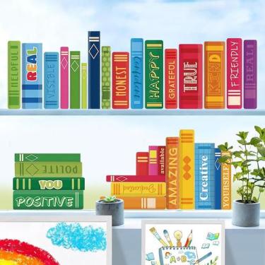 Imagem de Adesivos de parede, estante colorida, citação inspiradora, PVC - yiwei