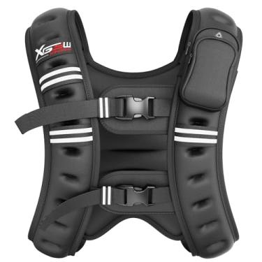 Imagem de XGSW Colete ponderado, 2,7 kg/3,6 kg/5,4 kg/7,3 kg/9,1 kg, colete com faixa refletiva para treino, fitness, corrida, treinamento de força, musculação, perda de peso, halterofilismo (preto, 7,3 kg)