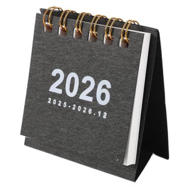 Imagem de MAGICLULU Mini Calendário de Mesa 2026 Com Espiral, Ideal para Decoração de Escritório, Planejador Anual Compacto para Agendamento Diário Fácil, Preto