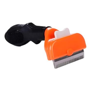 Imagem de Rasqueadeira para Cães, Plástico e Aço Inox, Laranja, 15cm x 6,5cm, Cabo Ergonômico, Ideal para Pelagem Média