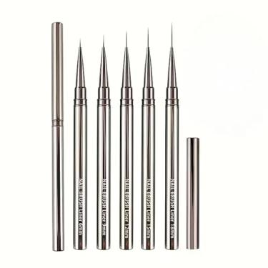 Imagem de Conjunto de pincéis duráveis de precisão para unhas de 5 peças, tamanhos 6/9/12/15/18 mm - perfeito para manicure DIY e profissionais, pontas de unhas