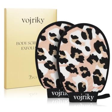 Imagem de Vojriky Esfoliante corporal durável, removedor de pele morta e esfoliante corporal, luvas esfoliantes corporais para chuveiro, esfoliante de pano, luva esfoliante para pele lisa, 2 peças