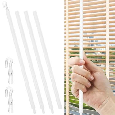 Imagem de Balacoo Substituição de varinha cega de 116 cm de comprimento com ganchos: varas brancas verticais para cortinas de portas de janelas acessórios de abridor de cortina
