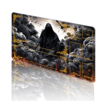 Imagem de TOEMZTFT Playmat for MTG, with Free Storage Bags,Game Mat 24 x 14 inches, TCG and Board Game Mat for Cards,Mousepad Desk Mats，Skull Fire Smoke