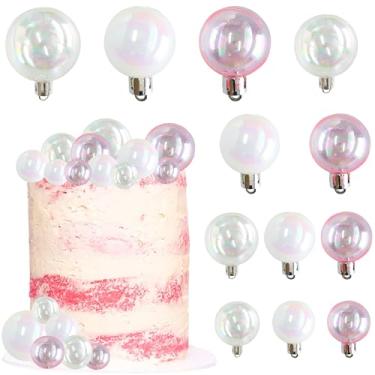 Imagem de Ephlyn 36 peças de topo de bolo colorido em forma de bola bolas de pérola enfeite de bolo de cupcake para festa de aniversário suprimentos de decoração de casamento branco laser