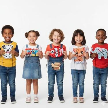 Imagem de Brinquedo Educativo Pedagógico Em Madeira Alinhavo Animais Ou Objetos (Trem B)