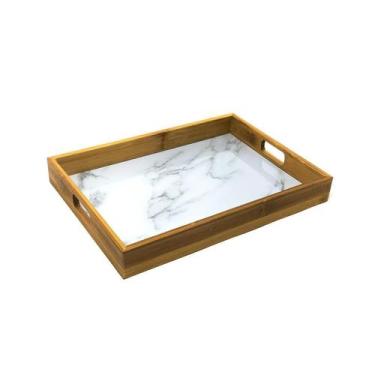 Imagem de Bandeja De Platico Com Borda Madeira 35Cm - Mabel