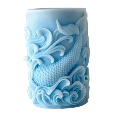 Imagem de Vela cilíndrica animal oceano e molde de resina – moldes de silicone de fundição de resina para decoração de casa e fabricação de velas, molde espiral ondulado