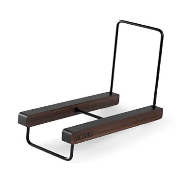 Imagem de Victrola O suporte – suporte e organizador de discos de vinil de mesa – comporta mais de 25 discos, detalhes de metal preto inteligente, montagem fácil sem ferramentas, exibição elegante para LPs