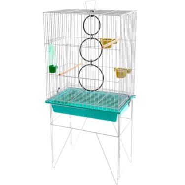 Imagem de Gaiola Viveiro Calopsita Agapornis Completa Com Acessórios(VERMELHO COM SUPORTE)