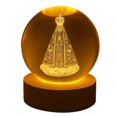 Imagem de Luminária de Mesa Devocional Nossa Senhora Aparecida 6cm – Luz Sagrada com LED, Símbolo de Fé, Proteção e Devoção para Oratórios e Decoração Religiosa Premium