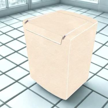 Imagem de Cobertura Protetora Lavadora Abertura Superior Zíper PVC Impermeável Bege M Brastemp Consul 10kg 11kg Durabilidade Sol Chuva Poeira.