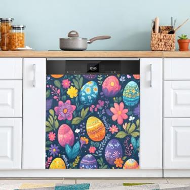 Imagem de ATTX Linda capa magnética de ovos de páscoa para lava-louças, 58,4 cm C x 66 cm A, decoração da capa da máquina de lavar louça, decalques de armário doméstico adesivos de eletrodomésticos #10