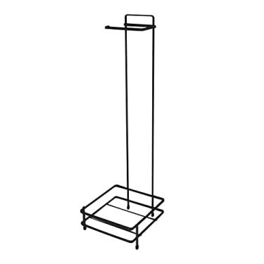 Imagem de Suporte Porta Papel Higiênico De Chão Com Espaço Porta Lixeira Quadrada Papeleira De Chão Decorativa Para Banheiro Lavabo Em Aço Piatina (Preto Fosco)
