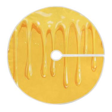 Imagem de Blueangle Saia de árvore de Natal creme pingando queijo amarelo de 120 cm - poliéster macio e resistente a rugas, decoração de férias para festas de Natal, árvore festiva e decoração de casa (494)