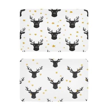 Imagem de Blueangle Conjunto de 2 ímãs de geladeira de veado preto de Natal - Ímãs decorativos engraçados de geladeira de cozinha - Seguro para lava-louças e decoração magnética durável (415)