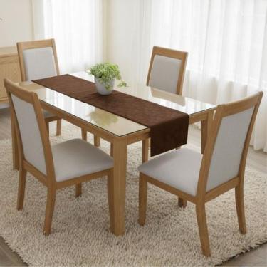 Imagem de Caminho de Mesa Trilho 1,20m Jacar Liso Passadeira Cozinha COR:TABACO 