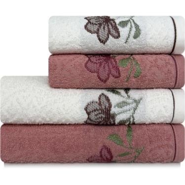 Imagem de Jogo de Toalhas 4 Peças Banho e Rosto 100% Algodão Karsten Encanto, BR