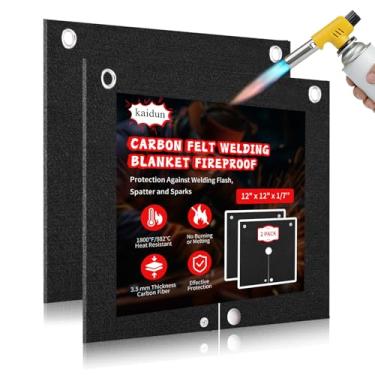 Imagem de kaidun Cobertor de soldagem à prova de fogo, 2 peças de tapete de proteção térmica em forma de abertura de 30 cm x 30 cm para tubos de cobre de solda, pano resistente a chamas de fogo, protetor de